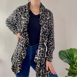 I.N.C International Concepts Leopard Ruffled Cardigan Size 1X Plus